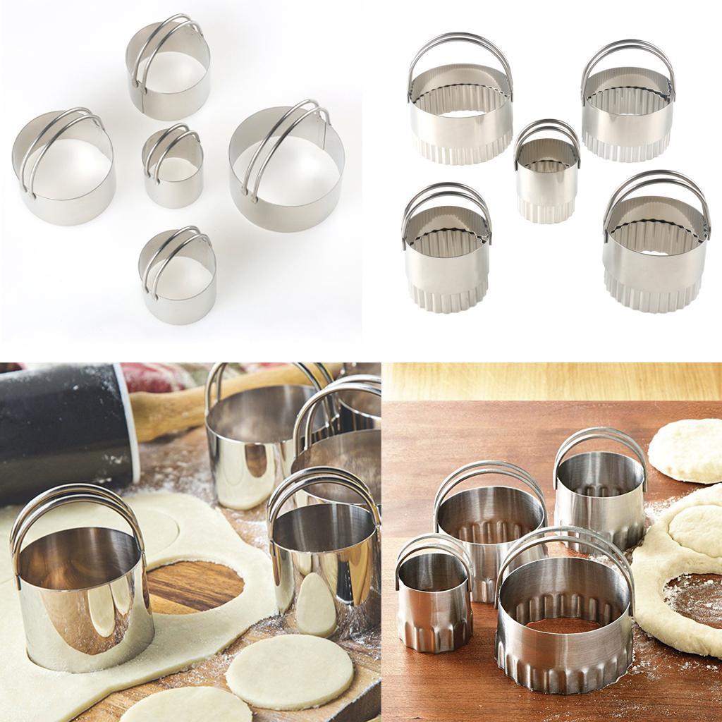 Maxbell  5PCS/SET Stainless Steel DIY Biscuit Mold Mousse Circle Fondant Cake Cut Flat