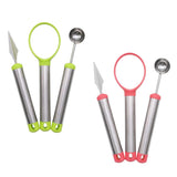 Maxbell 3 Piece Set Stainless Steel Melon Baller Carving Tool Fruit Scoop Green