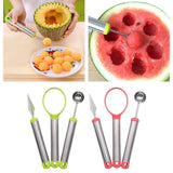 Maxbell 3 Piece Set Stainless Steel Melon Baller Carving Tool Fruit Scoop Green