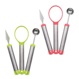 Maxbell 3 Piece Set Stainless Steel Melon Baller Carving Tool Fruit Scoop Green