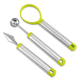 Maxbell 3 Piece Set Stainless Steel Melon Baller Carving Tool Fruit Scoop Green