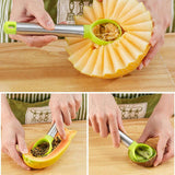 Maxbell 3 Piece Set Stainless Steel Melon Baller Carving Tool Fruit Scoop Green