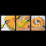 Maxbell 3 Piece Set Stainless Steel Melon Baller Carving Tool Fruit Scoop Green