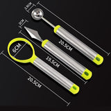 Maxbell 3 Piece Set Stainless Steel Melon Baller Carving Tool Fruit Scoop Green