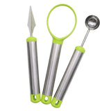 Maxbell 3 Piece Set Stainless Steel Melon Baller Carving Tool Fruit Scoop Green
