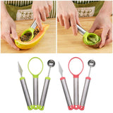 Maxbell 3 Piece Set Stainless Steel Melon Baller Carving Tool Fruit Scoop Green