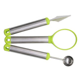 Maxbell 3 Piece Set Stainless Steel Melon Baller Carving Tool Fruit Scoop Green