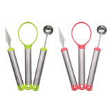 Maxbell 3 Piece Set Stainless Steel Melon Baller Carving Tool Fruit Scoop Green