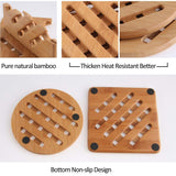 Maxbell  Bamboo Hot Pads Trivet Home Teapot Kitchen Heat Resistant Pads 18x18cm