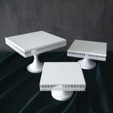 Maxbell Square Cake Stand White Iron Metal Cake Tools Wedding Table Decoation L - Aladdin Shoppers