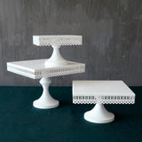 Maxbell Square Cake Stand White Iron Metal Cake Tools Wedding Table Decoation L - Aladdin Shoppers