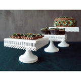 Maxbell Square Cake Stand White Iron Metal Cake Tools Wedding Table Decoation L - Aladdin Shoppers