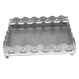 Maxbell Hollow Lace Cake Stand Square Metal Fruit Plate Wedding Party Home Decor M
