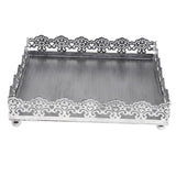 Maxbell Hollow Lace Cake Stand Square Metal Fruit Plate Wedding Party Home Decor M