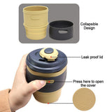 Maxbell Travel Silicone Foldable 380ml Water Coffee Tea Drinking Mug Brown