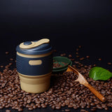 Maxbell Travel Silicone Foldable 380ml Water Coffee Tea Drinking Mug Brown