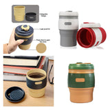 Maxbell Travel Silicone Foldable 380ml Water Coffee Tea Drinking Mug Brown