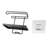 Maxbell Wall Mounted Kitchen Shelf Bathroom Iron Toilet Roll Storage Rack Black