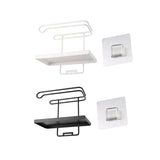 Maxbell Wall Mounted Kitchen Shelf Bathroom Iron Toilet Roll Storage Rack Black