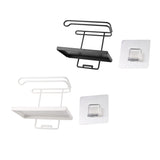 Maxbell Wall Mounted Kitchen Shelf Bathroom Iron Toilet Roll Storage Rack Black