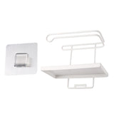 Maxbell Wall Mounted Kitchen Shelf Bathroom Iron Toilet Roll Storage Rack White