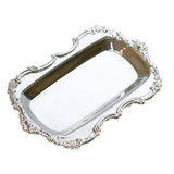 Maxbell Multifunction Metal Storage Tray Tea Fruit Dish Plate Cake Snack Tray Silver