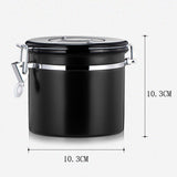 Maxbell 800ml Airtight Stainless Steel Coffee Storage Jar/Container/Pot/Tub Black