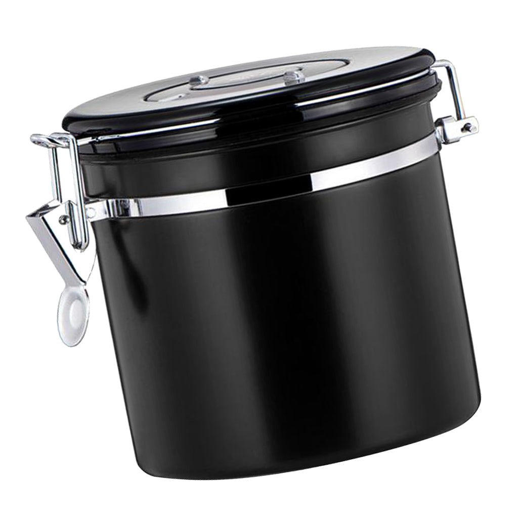 Maxbell 800ml Airtight Stainless Steel Coffee Storage Jar/Container/Pot/Tub Black