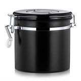 Maxbell 800ml Airtight Stainless Steel Coffee Storage Jar/Container/Pot/Tub Black