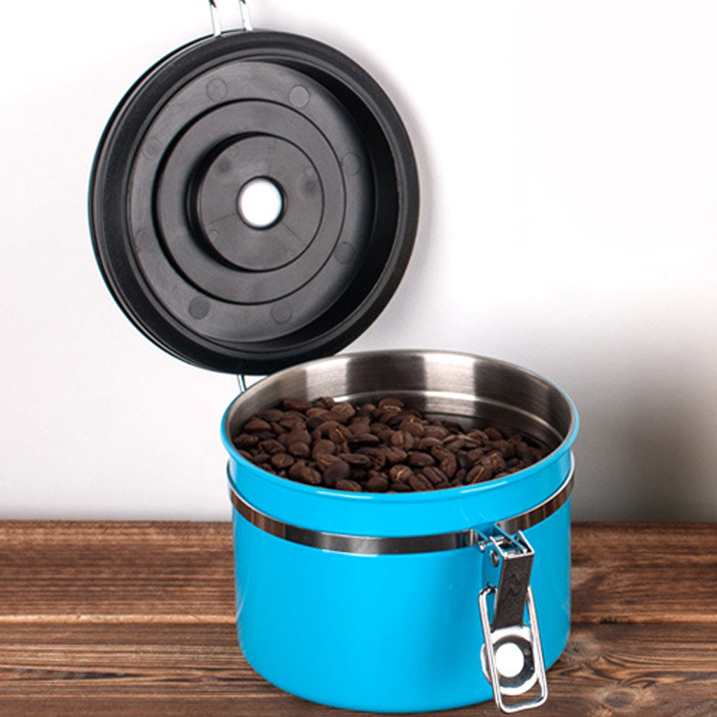 Maxbell 800ml Airtight Stainless Steel Coffee Storage Jar/Container/Pot/Tub Blue