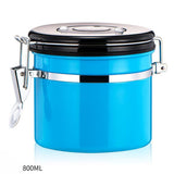Maxbell 800ml Airtight Stainless Steel Coffee Storage Jar/Container/Pot/Tub Blue