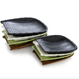 Maxbell Rattan Wicker Basket Hand Knitting Box Woven Container Vintage Green 28cm