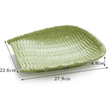 Maxbell Rattan Wicker Basket Hand Knitting Box Woven Container Vintage Green 28cm