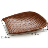 Maxbell Rattan Wicker Basket Hand Knitting Box Woven Container Vintage Brown 28cm