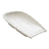 Maxbell Rattan Wicker Basket Hand Knitting Box Woven Container Vintage White 28cm