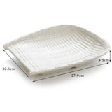 Maxbell Rattan Wicker Basket Hand Knitting Box Woven Container Vintage White 28cm