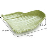 Maxbell Rattan Wicker Basket Hand Knitting Box Woven Container Vintage Green 30cm