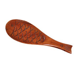 Max Fish Shape Wooden Ladle Handheld Rice Ladle Nanmu Meal Rice Spoon Brown
