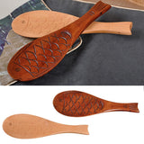 Max Fish Shape Wooden Ladle Handheld Rice Ladle Nanmu Meal Rice Spoon Brown