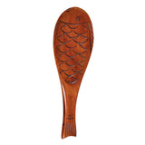 Max Fish Shape Wooden Ladle Handheld Rice Ladle Nanmu Meal Rice Spoon Brown