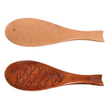 Max Fish Shape Wooden Ladle Handheld Rice Ladle Nanmu Meal Rice Spoon Brown