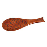 Max Fish Shape Wooden Ladle Handheld Rice Ladle Nanmu Meal Rice Spoon Brown