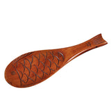 Max Fish Shape Wooden Ladle Handheld Rice Ladle Nanmu Meal Rice Spoon Brown