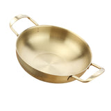 Maxbell  Stainless Steel Paella Pan Gratin Pan Soup Stock Pot Cookware Golden 18cm