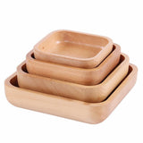 Maxbell Square Wooden Salad Bowl Refreshments Fruit Plate Noodles Rice Container S - Aladdin Shoppers