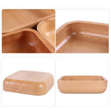 Maxbell Square Wooden Salad Bowl Refreshments Fruit Plate Noodles Rice Container S - Aladdin Shoppers