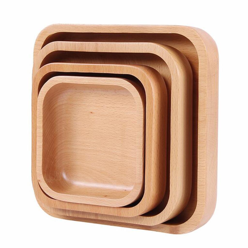 Maxbell Square Wooden Salad Bowl Refreshments Fruit Plate Noodles Rice Container S