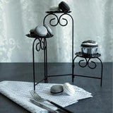Maxbell  Iron Cake Display Stand Cookies Plate Home 3 Tiers Foldable Rack Black