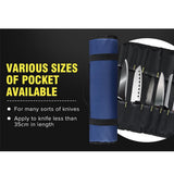 Maxbell 22 Pocket Chef Roll Bag Cutter Roll Carry Bag Storage Pouch Organizer Blue