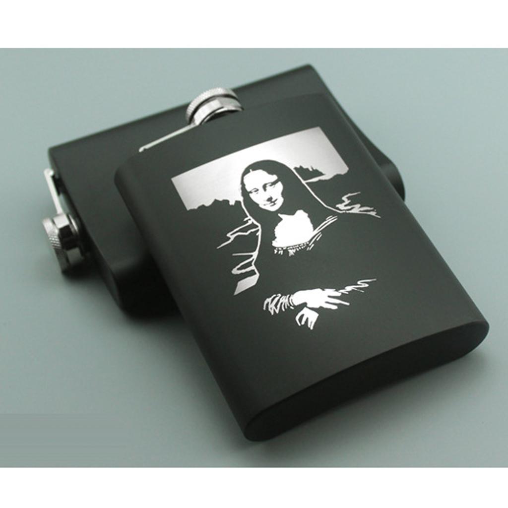 Maxbell 8oz Portable Stainless Steel Flagon Camping Mug Outdoor Cup Flask Mona Lisa